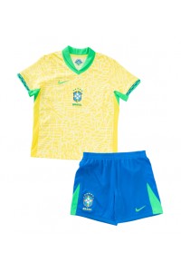 Fotbalové Dres Brazílie Dětské Domácí Oblečení Copa America 2024 Krátký Rukáv (+ trenýrky)